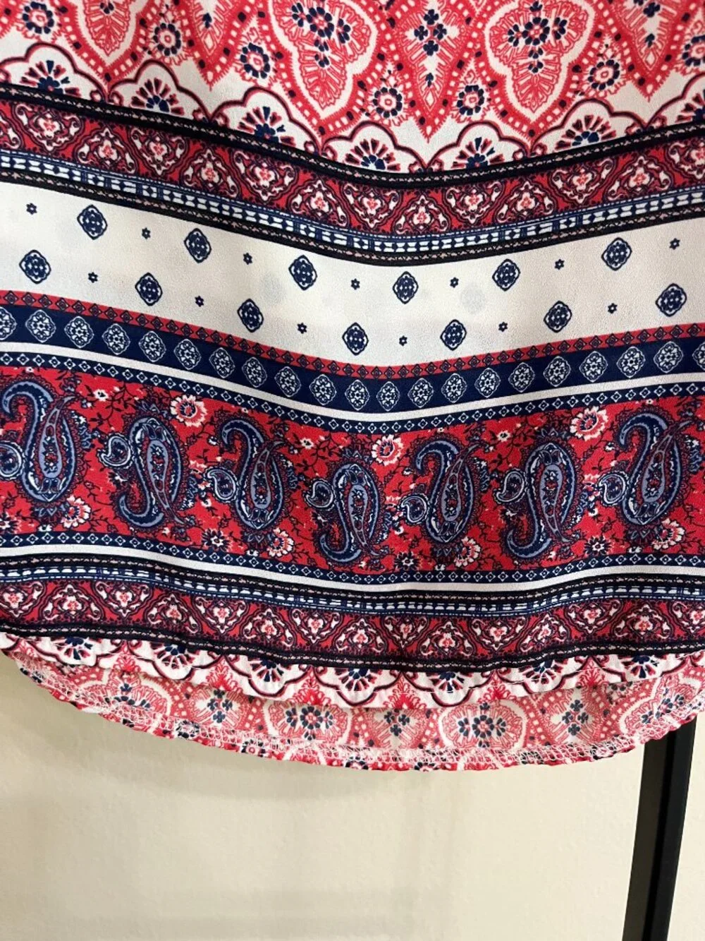*Pink Rose Boho Paisley Print Casual Top Size Large